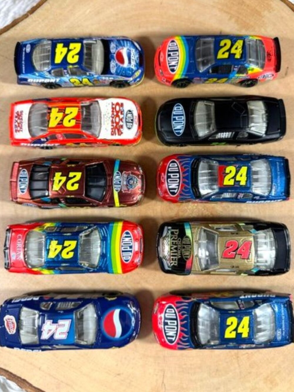 Vintage Set of 10 Jeff Gordon #24 NASCAR 1/64 Scale Die Cast Cars! Test Car!